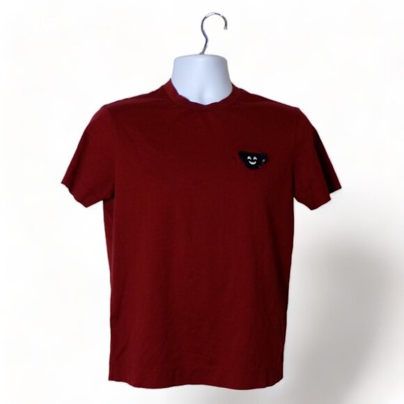 Emporio Armani Emoji Hook Loop Patch Maroon T-shirt Small Limited Edition #640 - Picture 1 of 11